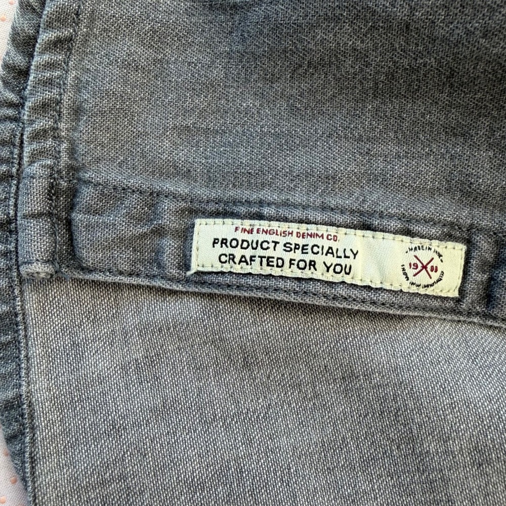 Lee Cooper Western Denim Shirt Grey Pearl Snap Workwear Cowboy Aesthetic Large - Picture 7 of 9